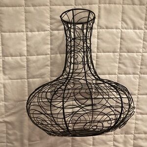 Black Wire Decanter Shaped Vase Cork Holder
